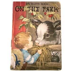 Vintage 1955 Oversized Board Book, My Happy Book On the Farm, Made in Japan